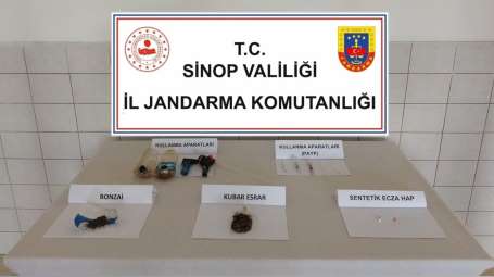 Sinop'ta yol kontrolünde bir araçtan bonzai ele geçirildi